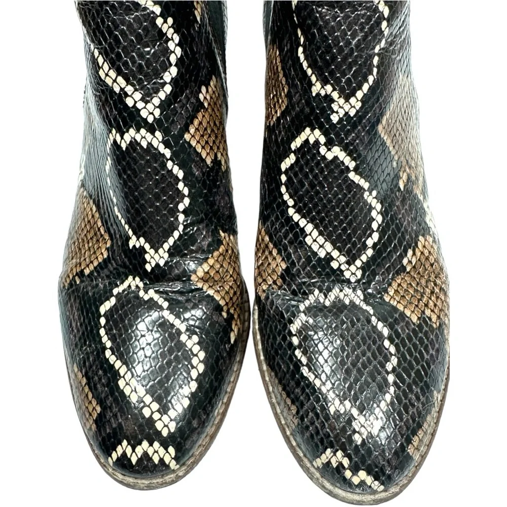 Madewell Snakeskin Leather Regan Booties Women's 9.5 Pull On Block Heel - Picture 8 of 12